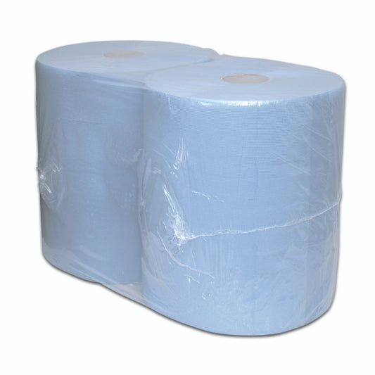 Industriepapier Euro, verlijmd, geperforeerd, recycled blauw - 2 laags