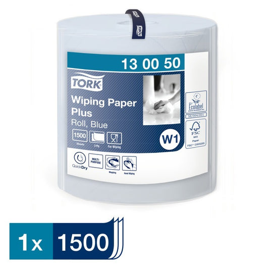 Tork Wiping poetspapier Plus Advanced, t.b.v. W1, blauw, 2-laags